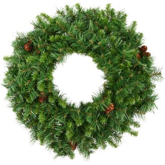 Vickerman 48" Cheyenne Pine Artificial Christmas Wreath with 450 PVC Tips - Indoor and Outdoor Use- Seasonal Holiday Decor - Featuring Pinecones for a Realistic Look