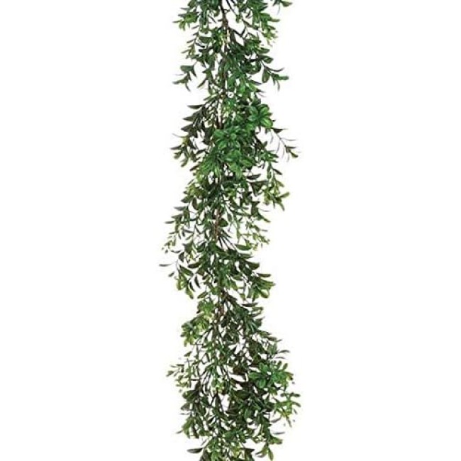  6 ft Boxwood Green Garland, Artificial Greenery, Everyday Garland, Perfect for Weddings, Fireplace Mantels, Dining and Living Rooms