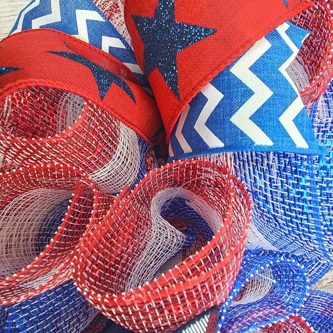 Fourth of July Wreaths, Red White and Blue Wreath, Patriotic Front Door Decor, Flag Wreath : J2