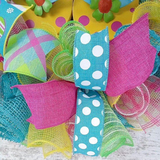 Yellow Summer Spring Flip Flop Welcome Deco Mesh Wreath | Turquoise Lime Green Pink