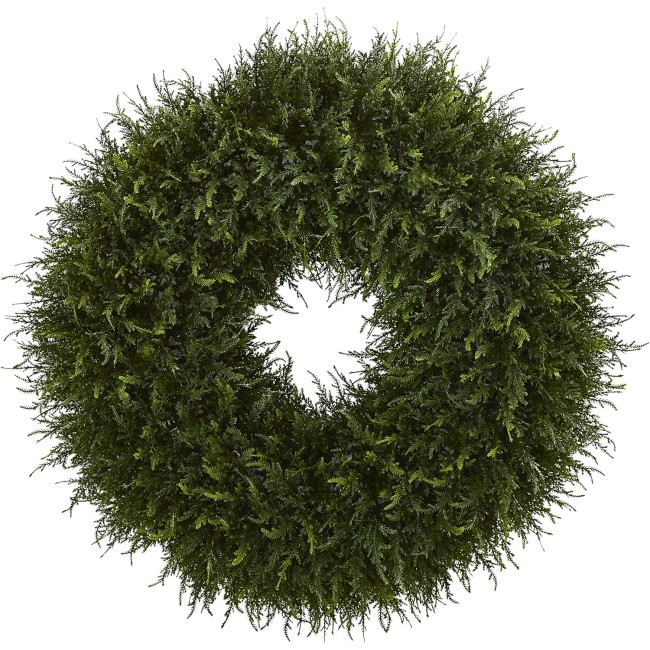 Nearly Natural 32-in. Giant Cedar Artificial Wreaths Green