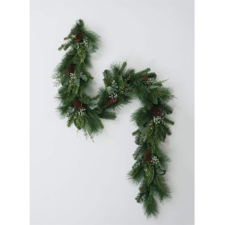  6-Foot Mixed Eucalyptus & Pinecone Fall Garland, Artificial Greenery, Seasonal Holiday Decor, Perfect for Weddings, Fireplace Mantels, Dining and Living Room