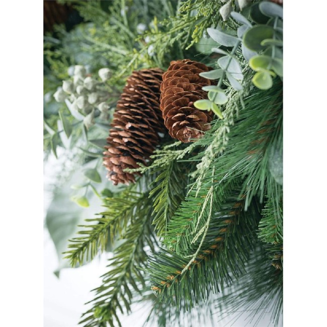  6-Foot Mixed Eucalyptus & Pinecone Fall Garland, Artificial Greenery, Seasonal Holiday Decor, Perfect for Weddings, Fireplace Mantels, Dining and Living Room