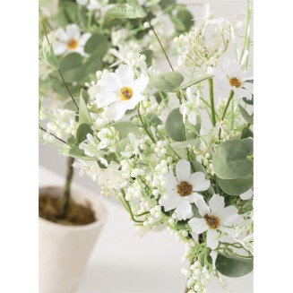  Faux Daisy & Eucalyptus Topiaries, Set of 2