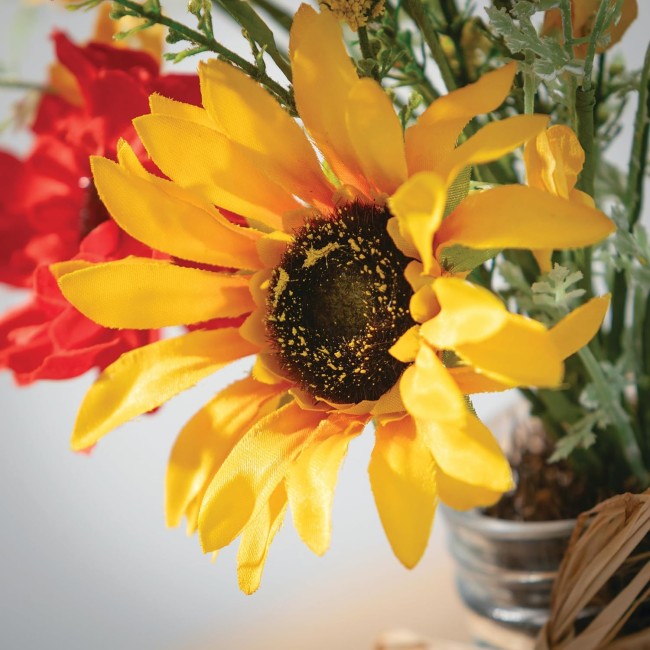  Faux Wildflower Arrangement in a Glass Jar