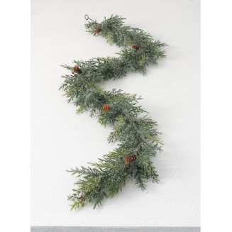  5 ft Snow Frosted Arborvitae Garland, Artificial Greenery, Christmas Decor Perfect for Fireplace Mantels, Dining and Living Rooms