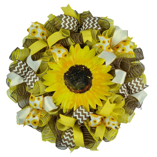 Sunflower Front Door Wreath - Burlap Sun Flower Decorations | Yellow Brown Jute, Thank You, Housewarming