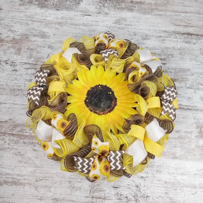 Sunflower Front Door Wreath - Burlap Sun Flower Decorations | Yellow Brown Jute, Thank You, Housewarming