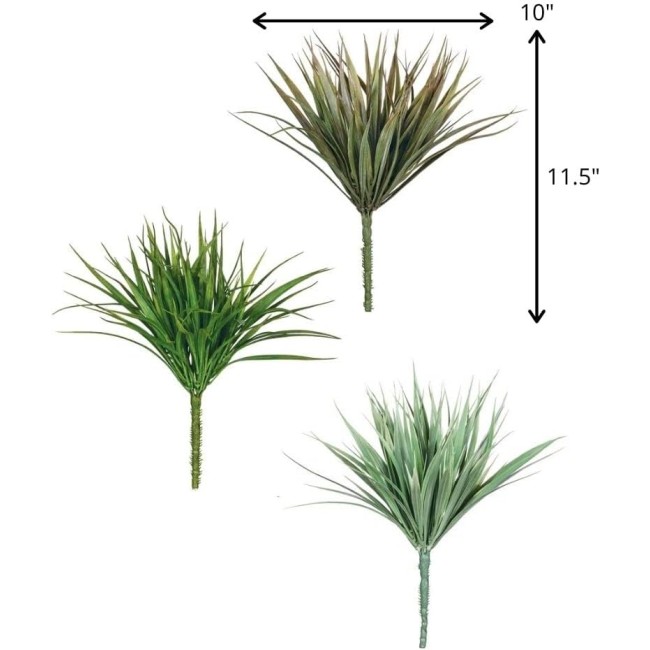  Artificial Wild Grass Stems, Life-Like Greenery Floral Stems Set of 3 for Vases, Wedding Bouquet DIY Centerpiece 11.5" H