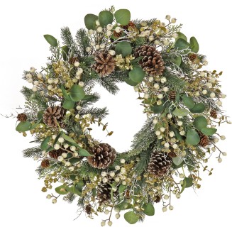 Home Collection Unlit Artificial Christmas Wreath, Mixed Branch Tips, Woven Branch Ring Base, Unlit, 26 Inches