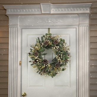 Home Collection Unlit Artificial Christmas Wreath, Mixed Branch Tips, Woven Branch Ring Base, Unlit, 26 Inches