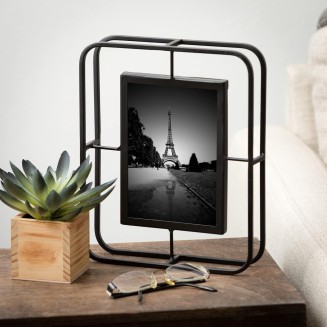  Abstract Black Tabletop Picture Frame Industrial Metal Photo Frame 10.25" H Black