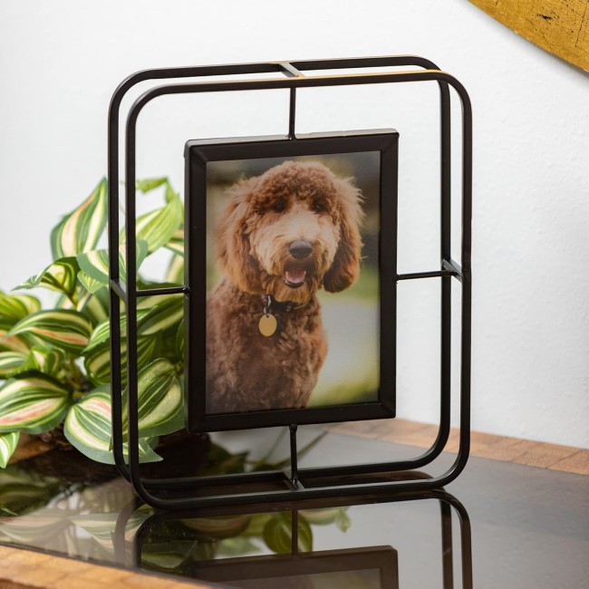  Abstract Black Tabletop Picture Frame Industrial Metal Photo Frame 10.25" H Black