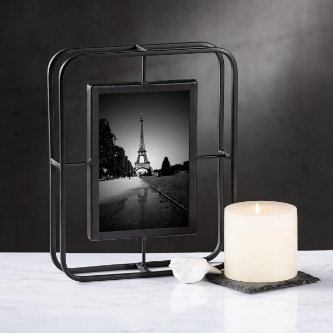  Abstract Black Tabletop Picture Frame Industrial Metal Photo Frame 10.25" H Black