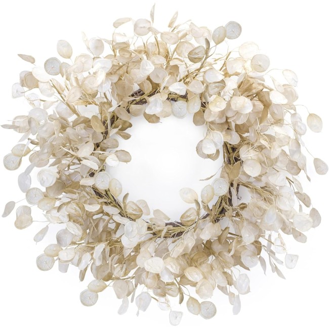 Melrose 85110 Silver Dollar Wreath, 33" D, Fabric