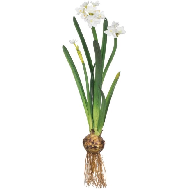  Paperwhite Flower with Bulb Stem 20", White Narcissus Stem with Bulb, White Small Daffodil Floral Stem Artificial Flowers, Lifelike Paperwhite Realistic Flower (GG511)