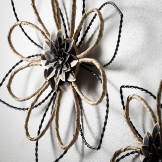  Sculpted Wire Wall Flower Art Set of 2, Wall Decorations For Home, Modern Farmhouse Wall Decor