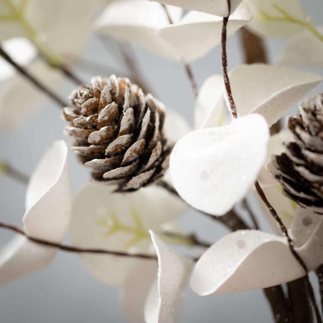  6 ft White Eucalyptus and Pinecone Garland, Artificial Greenery, All Seasons, Perfect for Weddings, Fireplace Mantels, Dining and Living Rooms