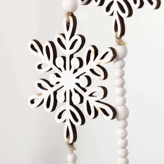  Dangling Wooden Christmas Snowflake Garland, Christmas Decor, Christmas Garland, Garland Christmas Decorations, Farmhouse Christmas Decor, White, 72 Inches Long