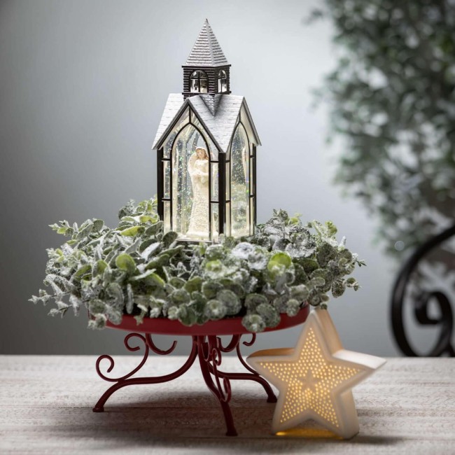  LED Light Up Angel Church Water Lantern Home Decorations for Living Room, Snow Globes Collectible Gifts for Book Shelf, TV Cabinet, Desktop Decor