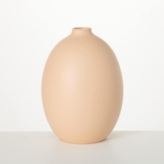  12.5" Matte Peach Tall Jug Vase, Home Décor Accents, Tabletop Vases, Living Room Décor, Mantle and Entryway Vases