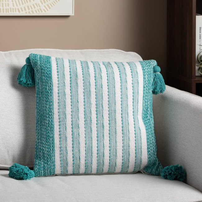  Woven White & Seafoam Pillow, Throw Pillows, Living Room Décor, Couch Pillows