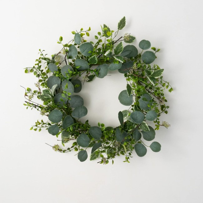  24 Inch Mixed Foliage Wreath, Spring and Summer Artificial Wreath, Everyday Wreath, Front Door Wreaths, Indoor & Outdoor Wreaths, Door, Entryway, Porch Décor