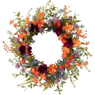  21 Inch Dahlia Mix Wreath, Spring and Summer Artificial Wreath, Everyday Wreath, Front Door Wreaths, Indoor & Outdoor Wreaths, Door, Entryway, Porch Décor