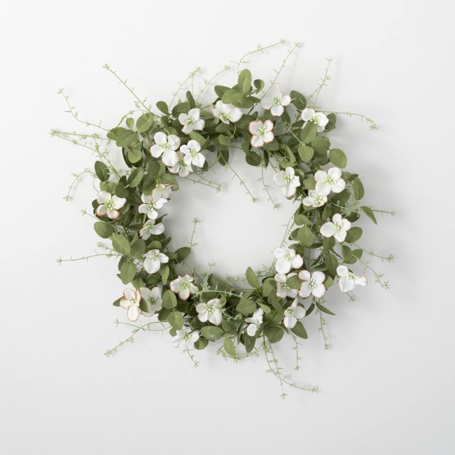  24 Inch Dogwood Wreath, Spring and Summer Artificial Wreath, Everyday Wreath, Front Door Wreaths, Indoor & Outdoor Wreaths, Door, Entryway, Porch Décor