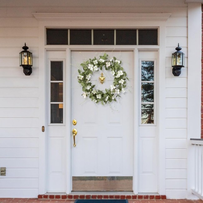  24 Inch Dogwood Wreath, Spring and Summer Artificial Wreath, Everyday Wreath, Front Door Wreaths, Indoor & Outdoor Wreaths, Door, Entryway, Porch Décor