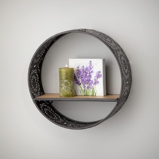  Circle Floating Wall Shelf Set of 2, Decorative Modern Home Decor Pieces