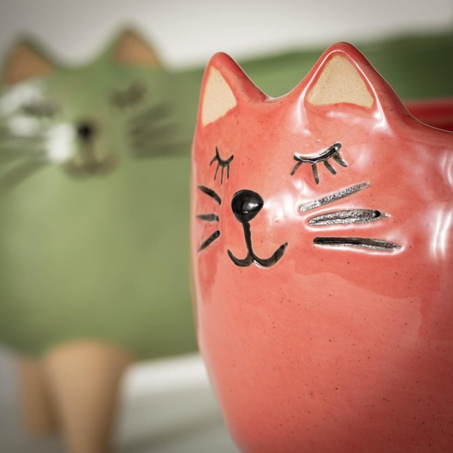  Purr-Fact Cat Planter Pair, Faux Flower Pots, Decorative Home Accessories, Kitchen & Office Décor, Tabletop and Entryway Décor