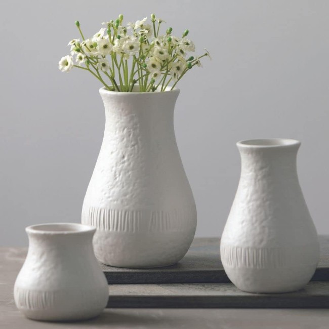  Modern Vase Set, Vases for Decor, Flower Vases, Modern Home Decor, White Vases for Real or Fake Flowers, Shelf and Room Decor, Minmalist Ceramic Vase Set, Living Room & Office Decor (CM3120)