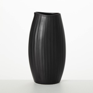  Ceramic Black Vase, 9" Tall Flower Vase for Modern Home Décor, Minimalist Ceramic Vase for Shelf and Table, Vases for Centerpieces, Living Room, Bedroom, Kitchen, and Office Décor (CM3116)