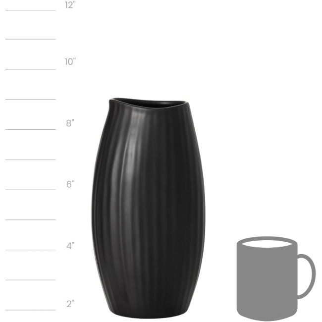  Ceramic Black Vase, 9" Tall Flower Vase for Modern Home Décor, Minimalist Ceramic Vase for Shelf and Table, Vases for Centerpieces, Living Room, Bedroom, Kitchen, and Office Décor (CM3116)