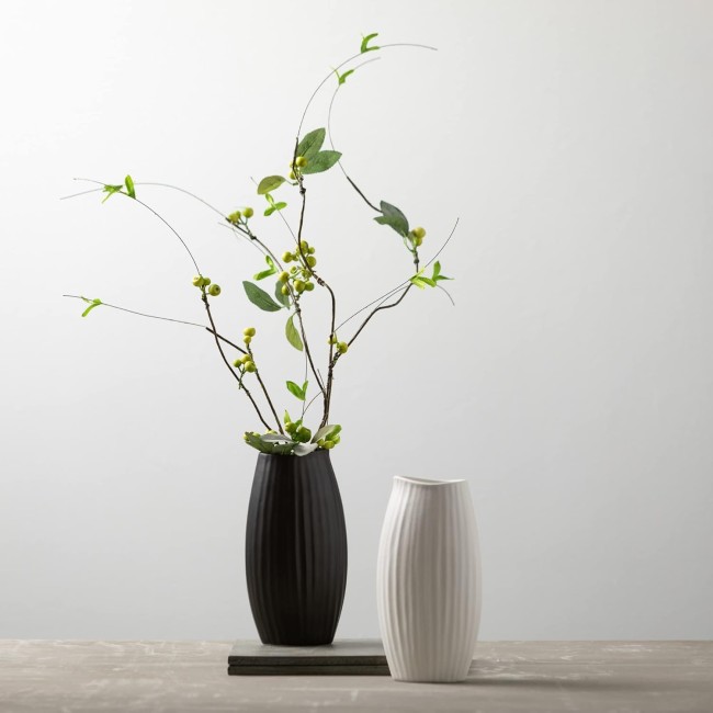  Ceramic Black Vase, 9" Tall Flower Vase for Modern Home Décor, Minimalist Ceramic Vase for Shelf and Table, Vases for Centerpieces, Living Room, Bedroom, Kitchen, and Office Décor (CM3116)