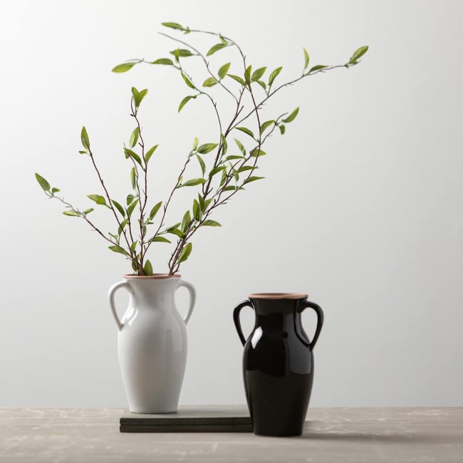  Modern Vase with Handles, Modern Home Decor, Flower Vase, Ceramic Vases for Your Living Room, Home Office, and Kitchen, Minimalist Shelf Decor, Vases for Real or Fake Flowers (CM3121) Black