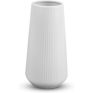 White Ceramic Vase, GUKJOB Flower Vase Ceramic Vase for Flowers, Decorative White Vase for Pampas Grass, Small Vase for Home Living Room Dining Table Farmhouse Office Decor (White)