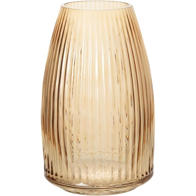  Amber Ribbed Glass Vase, Flower Vase for Modern Home Decor, Minimalist Glass Vase for Shelf and Table, Vases for Centerpieces, Living Room, Bedroom, Kitchen, and Office Decor (G8452)