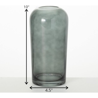  Smoked Glass Vase, Flower Vase for Modern Home Decor, Minimalist Vase for Shelf and Table, Vases for Centerpieces, Living Room, Bedroom, Kitchen, and Office Decor (G8448)