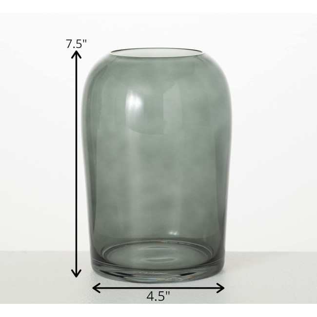  Smoked Glass Vase, Flower Vase for Modern Home Decor, Minimalist Vase for Shelf and Table, Vases for Centerpieces, Living Room, Bedroom, Kitchen, and Office Decor (G8449)