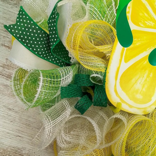 Lemon Flip Flop Wreath - Spring Summer Welcome Deco Mesh Decor - Yellow Lime Green White