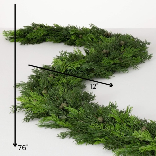  6 ft Lush Green Cypress and Berry Garland, Artificial Greenery, Seasonal Holiday Decor, Perfect for Weddings, Fireplace Mantels, Dining and Living Room