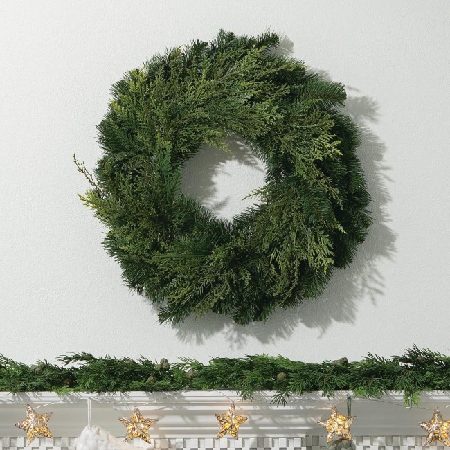  6 ft Lush Green Cypress and Berry Garland, Artificial Greenery, Seasonal Holiday Decor, Perfect for Weddings, Fireplace Mantels, Dining and Living Room