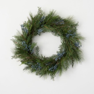  22 Inch Juniper Wreath, Christmas Artificial Wreath, Winter Wreath, Front Door Wreaths, Indoor & Outdoor Wreaths, Door, Entryway, Porch Décor (WR924)