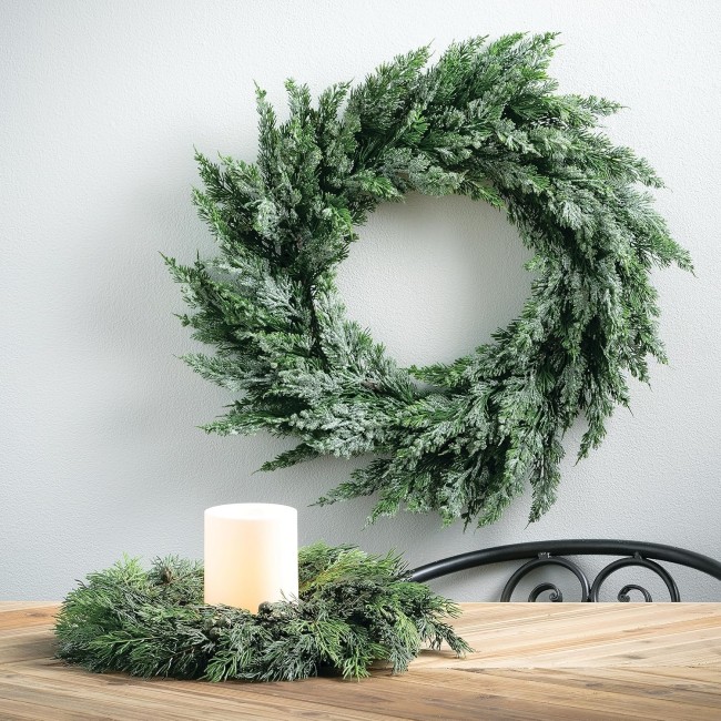 19" H  Lush Cypress & Berry Wreath; Green Winter Wreaths for Front Door, Christmas Décor, Christmas Wreaths, Indoor or Outdoor Wreaths