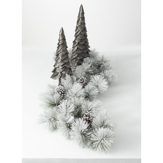  6 ft Snow Flocked Pine and Cone Garland, Artificial Greenery, Seasonal Decor, Perfect for Weddings, Fireplace Mantels, Dining and Living Rooms