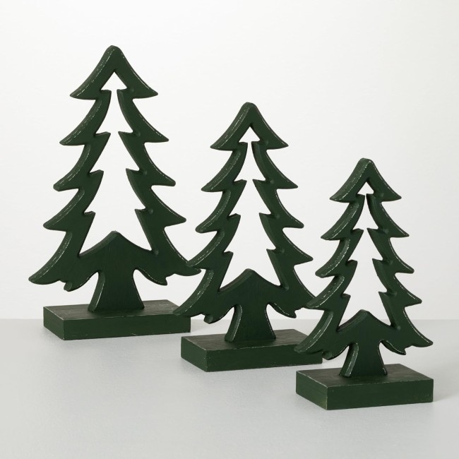 10" H, 11.75" H and 13.75" H  Wooden Tree Set of 3, Christmas Decor, Christmas Decorations, Tabletop Decor, Indoor Christmas Decor, Tabletop Trees