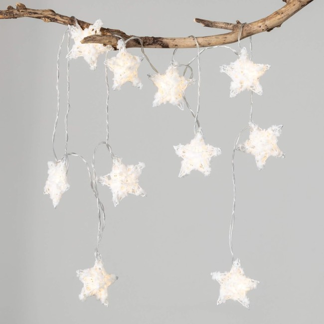  Christmas White Lighted Star Garland, LED Lights, LED Garland Christmas Lights, Holiday Decor, Christmas Decorations, White, 6 Feet Long