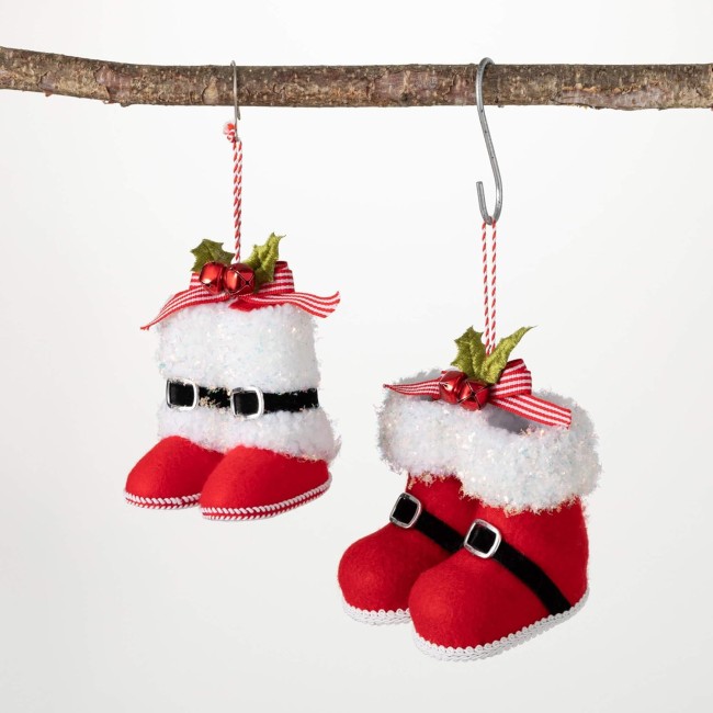  Santa's Boots Ornament Set - Set of 2 - Home for The Holidays - Christmas Tree Ornaments - Santa Ornament - Red Christmas Ornaments